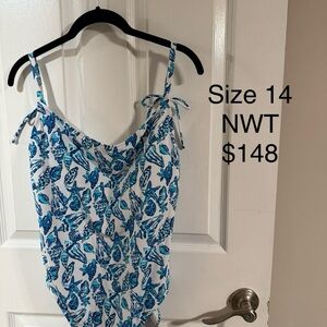 Blue and White Butterfly Print Dress